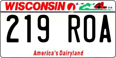 WI license plate 219ROA