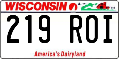 WI license plate 219ROI