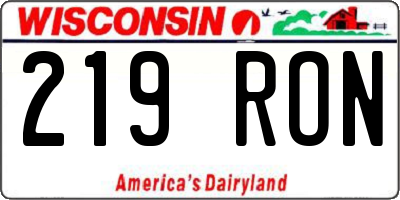WI license plate 219RON