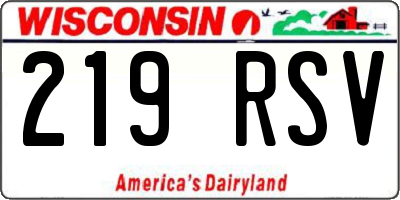 WI license plate 219RSV