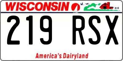 WI license plate 219RSX
