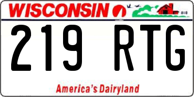 WI license plate 219RTG