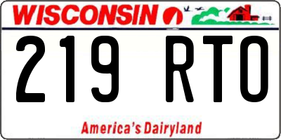 WI license plate 219RTO