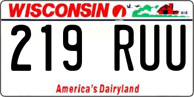 WI license plate 219RUU