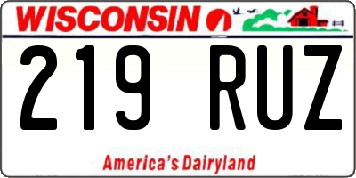 WI license plate 219RUZ