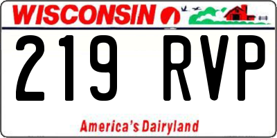 WI license plate 219RVP