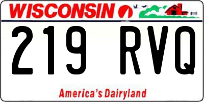 WI license plate 219RVQ