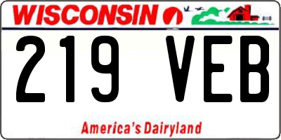 WI license plate 219VEB