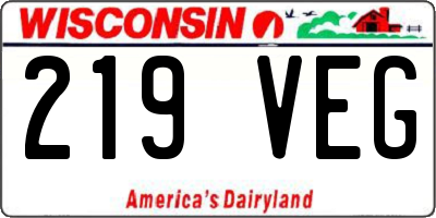 WI license plate 219VEG