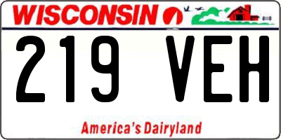 WI license plate 219VEH