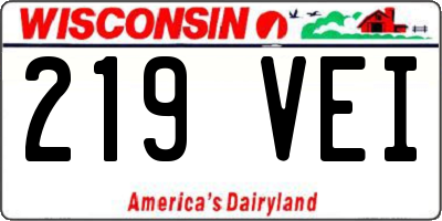 WI license plate 219VEI