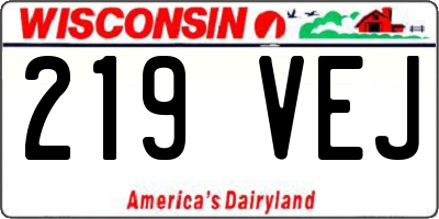 WI license plate 219VEJ