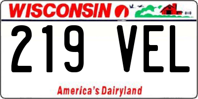 WI license plate 219VEL
