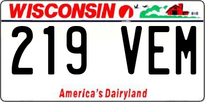 WI license plate 219VEM