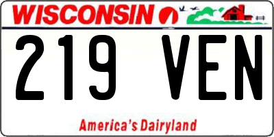 WI license plate 219VEN