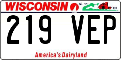 WI license plate 219VEP