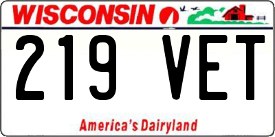 WI license plate 219VET
