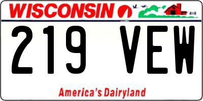 WI license plate 219VEW