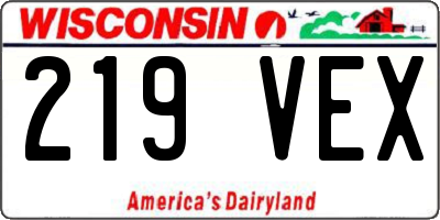 WI license plate 219VEX