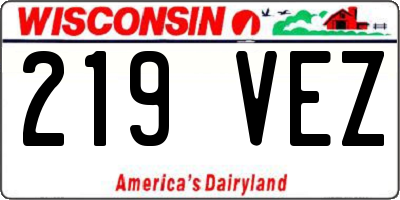 WI license plate 219VEZ