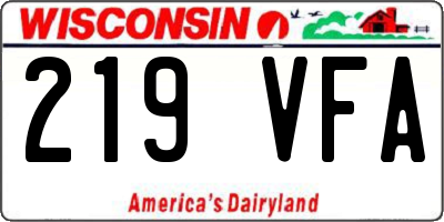 WI license plate 219VFA