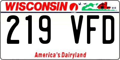 WI license plate 219VFD