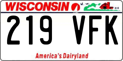 WI license plate 219VFK