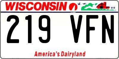 WI license plate 219VFN