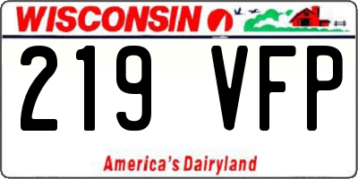 WI license plate 219VFP