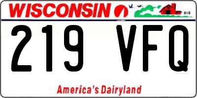 WI license plate 219VFQ