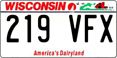 WI license plate 219VFX