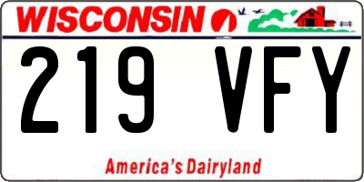 WI license plate 219VFY