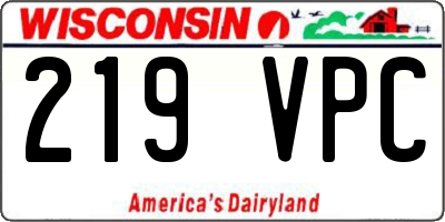 WI license plate 219VPC