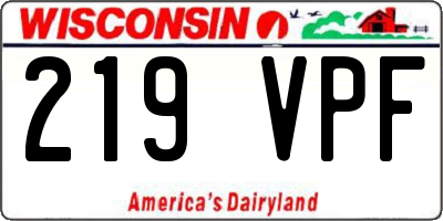 WI license plate 219VPF