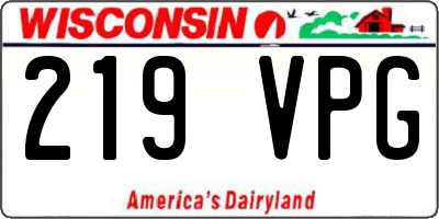 WI license plate 219VPG
