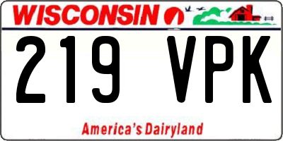 WI license plate 219VPK