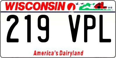 WI license plate 219VPL