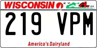 WI license plate 219VPM