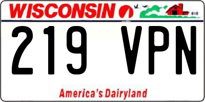 WI license plate 219VPN