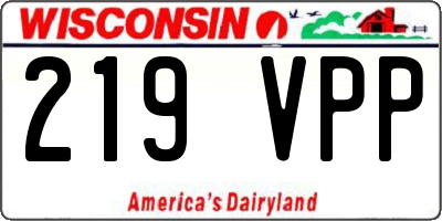 WI license plate 219VPP