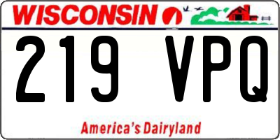 WI license plate 219VPQ