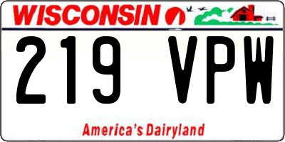 WI license plate 219VPW