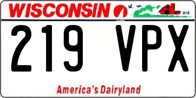 WI license plate 219VPX