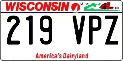 WI license plate 219VPZ