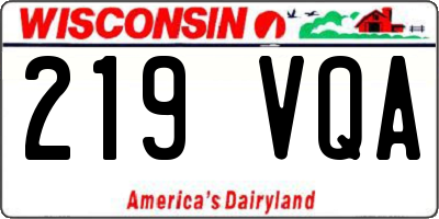 WI license plate 219VQA