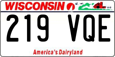 WI license plate 219VQE