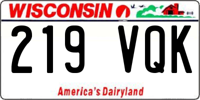 WI license plate 219VQK