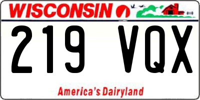 WI license plate 219VQX