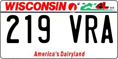 WI license plate 219VRA