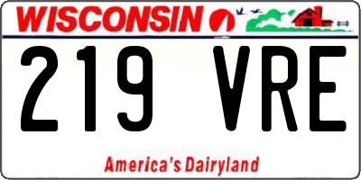 WI license plate 219VRE